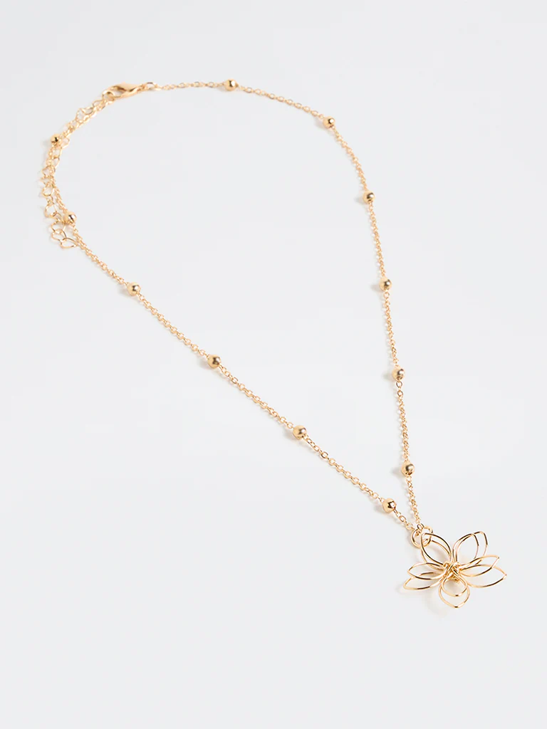 Westside Accessories Gold Floral Pendant Necklace - Image 2