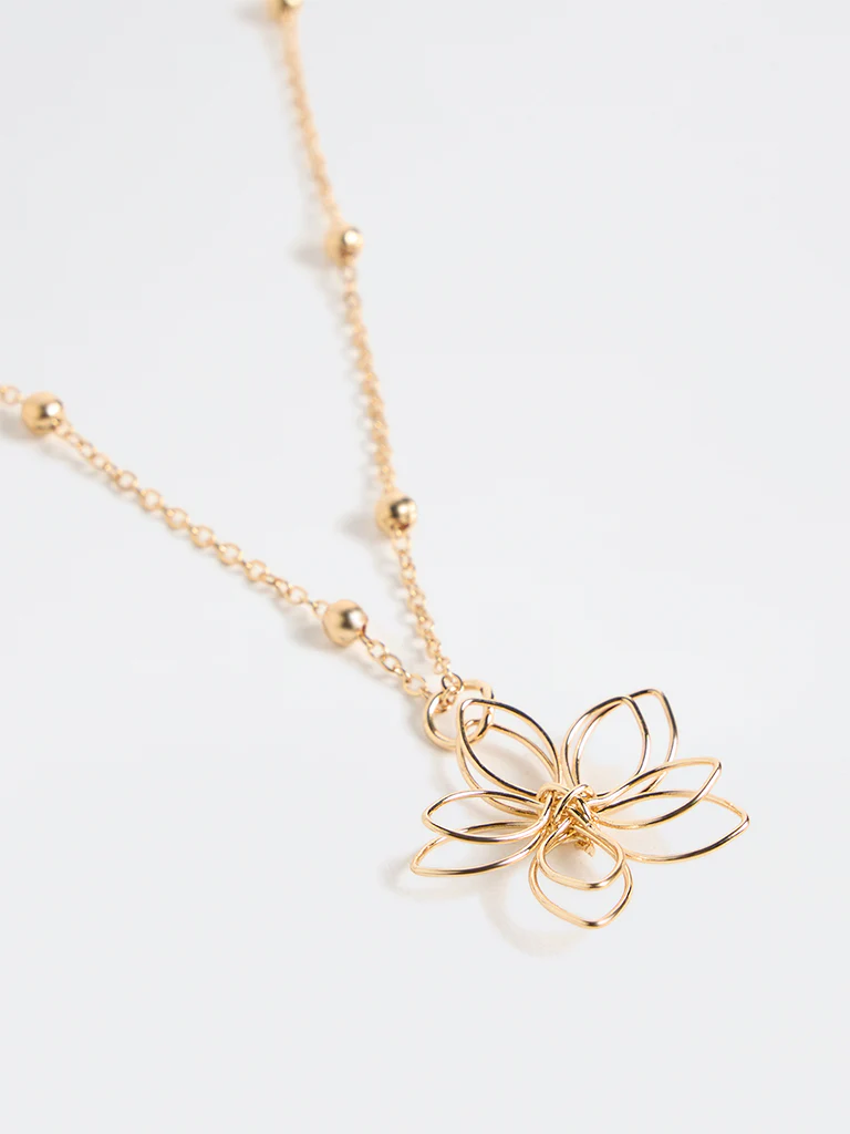 Westside Accessories Gold Floral Pendant Necklace - Image 3
