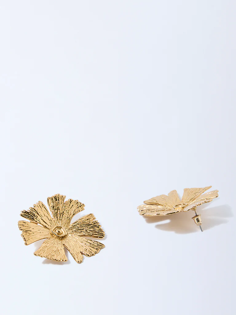 Westside Accessories Gold Floral Stud Earrings - Image 2