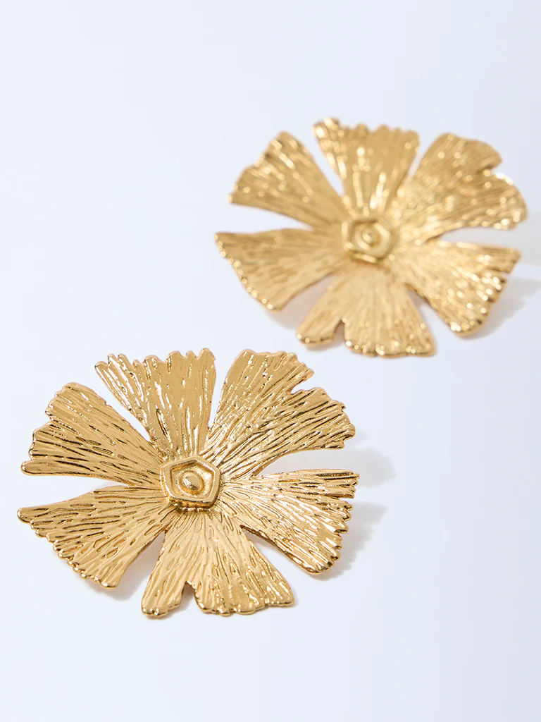 Westside Accessories Gold Floral Stud Earrings - Image 3