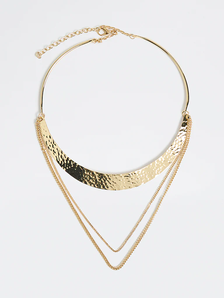 Westside Accessories Gold Hammered Statement Necklace