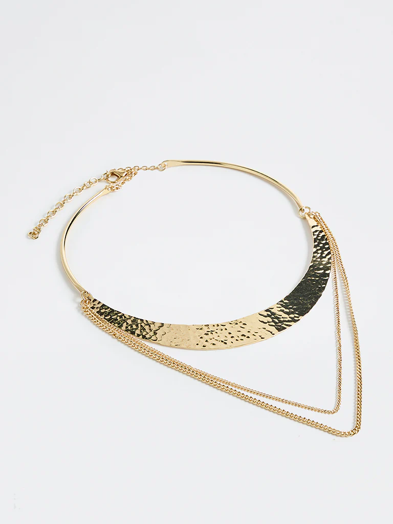 Westside Accessories Gold Hammered Statement Necklace - Image 2