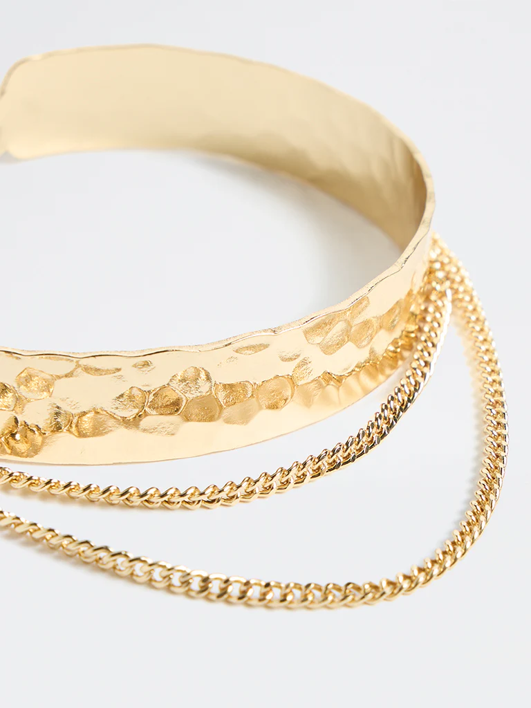 Westside Accessories Gold Hammered Statement Necklace - Image 3