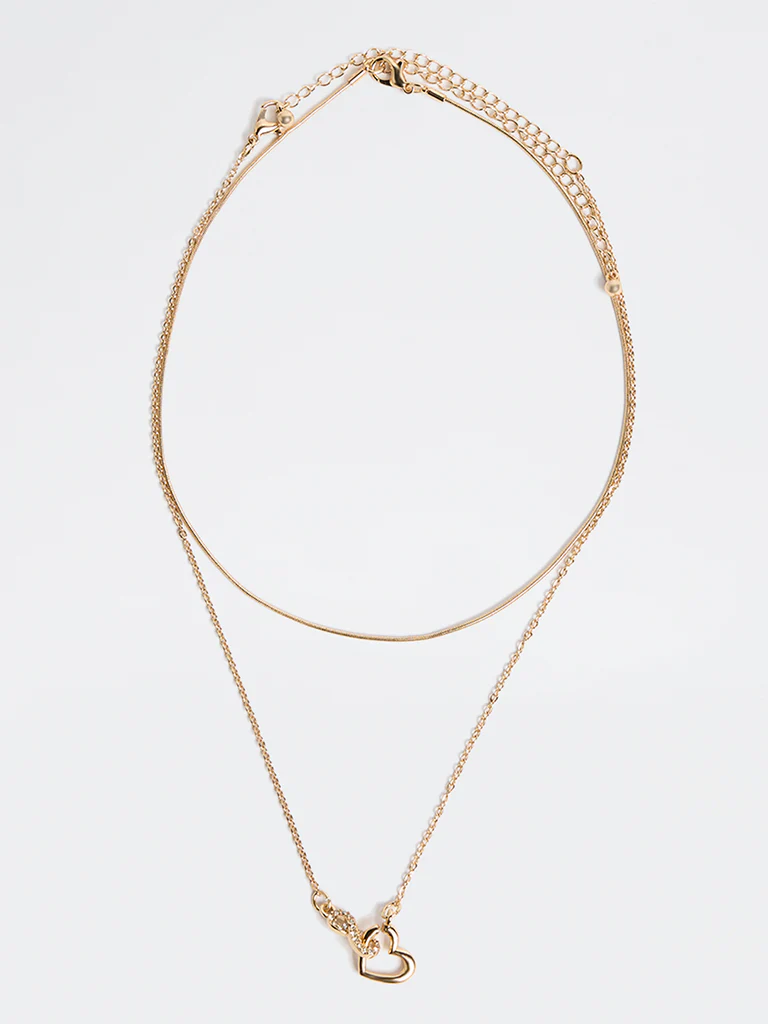 Westside Accessories Gold Heart and Infinity Pendant Necklace - Pack of 2