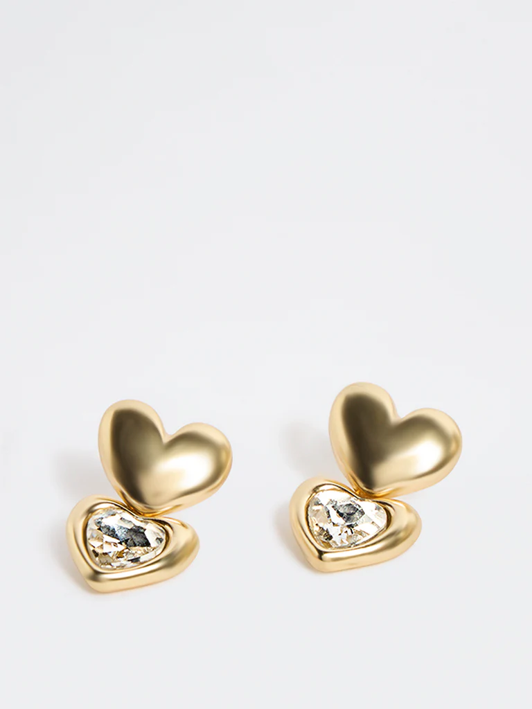 Westside Accessories Gold Heart Dangler Earrings - Image 2