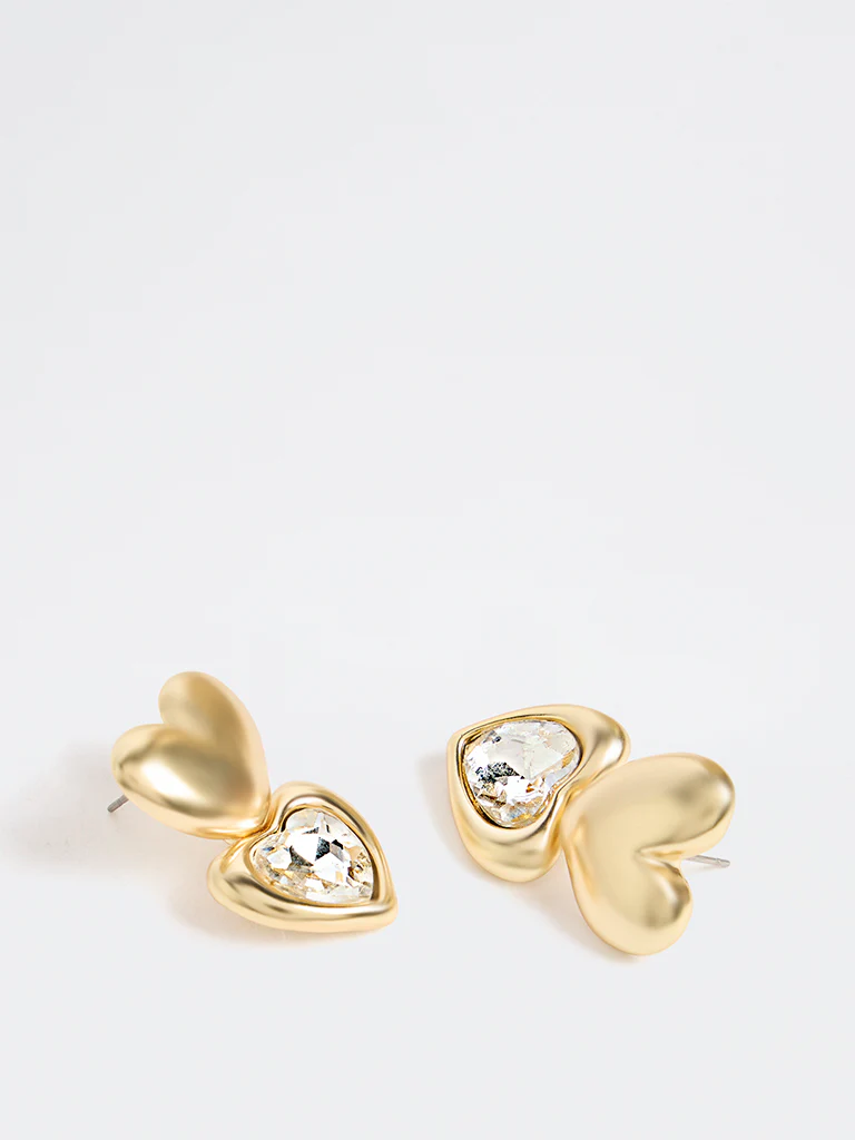 Westside Accessories Gold Heart Dangler Earrings - Image 3