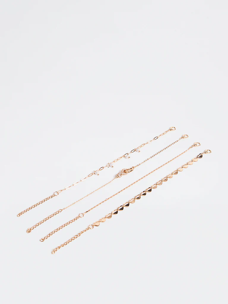 Westside Accessories Gold Heart Design Bracelets - Pack of 4 - Image 2