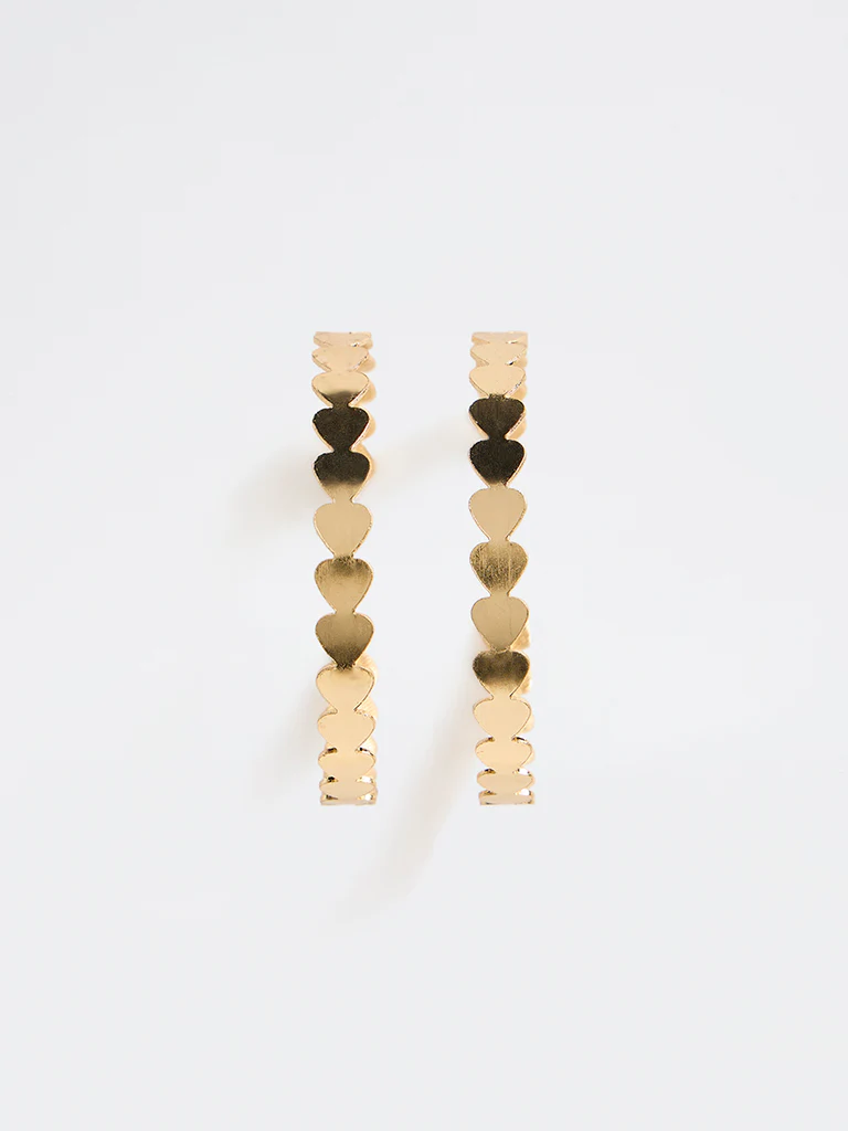 Westside Accessories Gold Heart Design Hoop Earrings