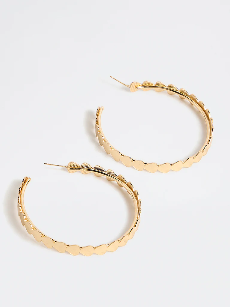 Westside Accessories Gold Heart Design Hoop Earrings - Image 2
