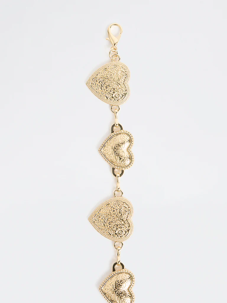 Westside Accessories Gold Heart Embossed Metal Belt