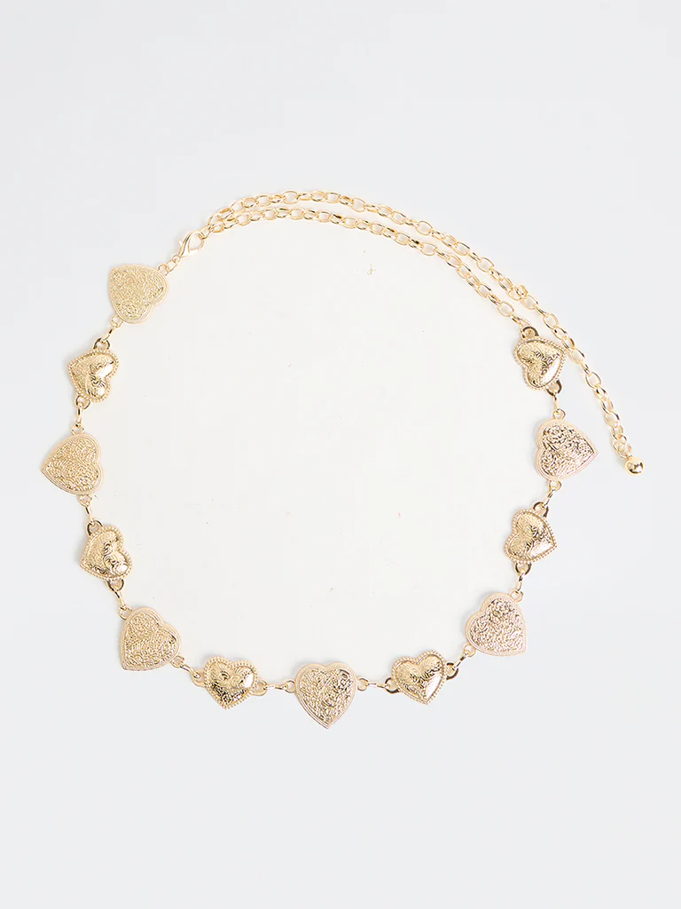 Westside Accessories Gold Heart Embossed Metal Belt - Image 2