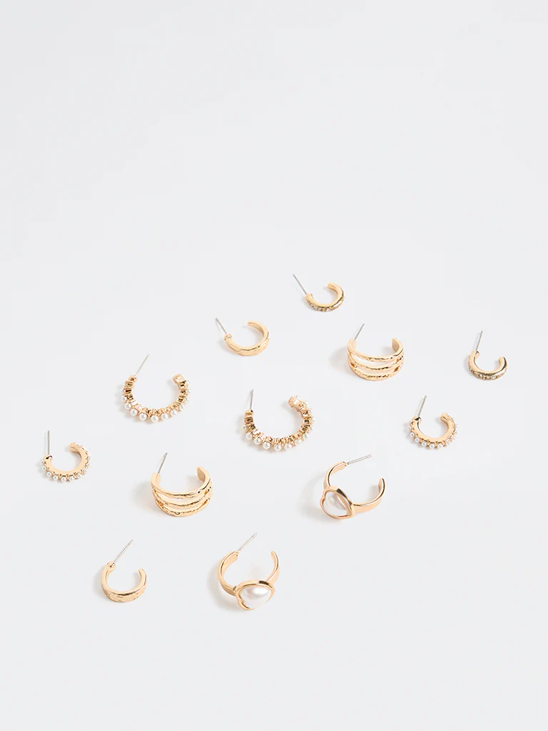 Westside Accessories Gold Hoop Earrings - Pack of 6 - Image 2