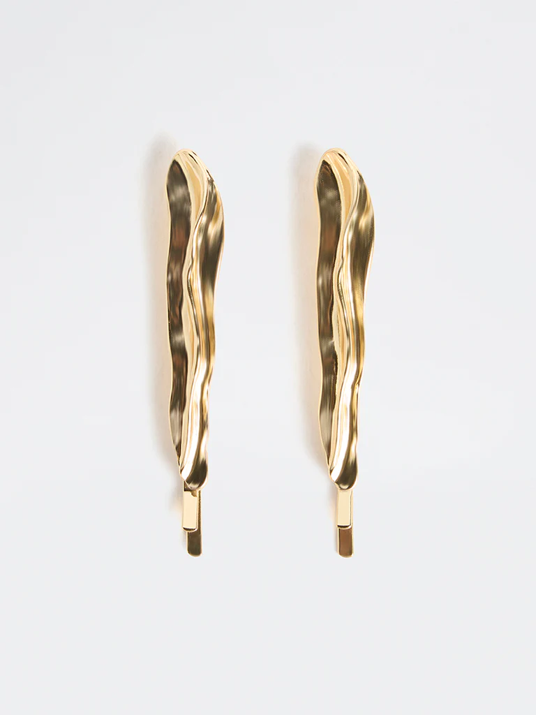 Westside Accessories Gold Irregular Textured Clips - Pack of 2