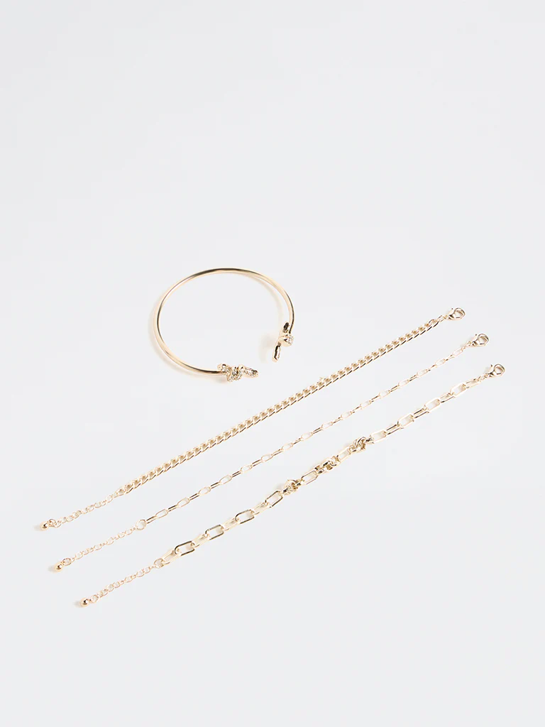 Westside Accessories Gold Knot Stack Bracelets - Pack of 4 - Image 2