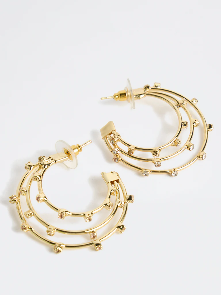 Westside Accessories Gold Layered Hoop Earrings - Image 3