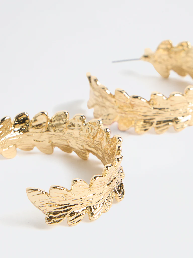 Westside Accessories Gold Leaf Hoop Earrings - Image 3