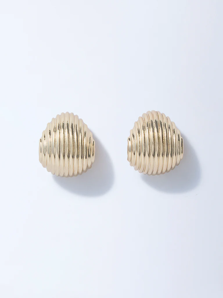 Westside Accessories Gold Line-Textured Stud Earrings