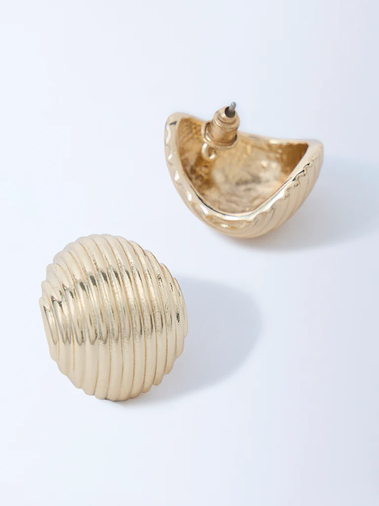 Westside Accessories Gold Line-Textured Stud Earrings - Image 3