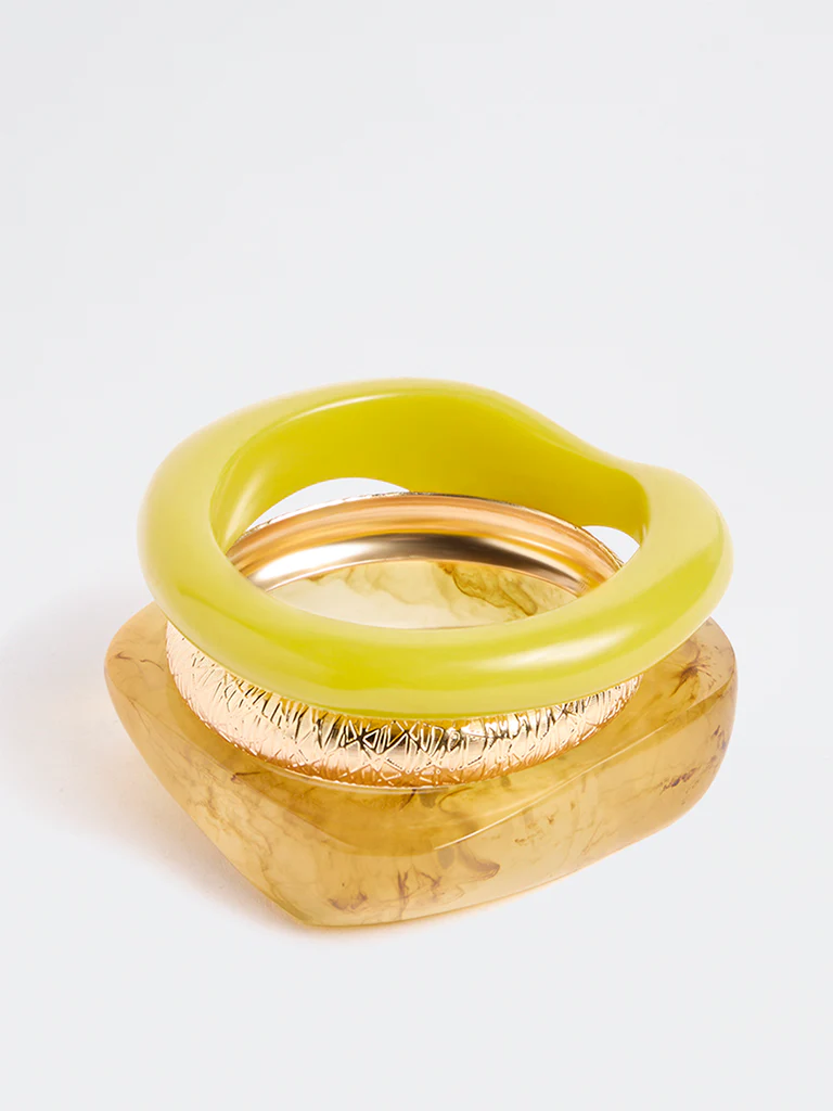 Westside Accessories Gold Metal and Resin Bangles - Pack of 3 - Image 2