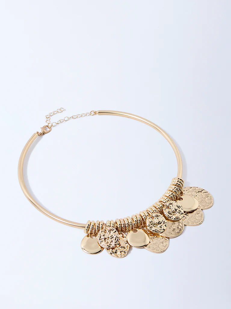 Westside Accessories Gold Molten Coins Statement Necklace - Image 2