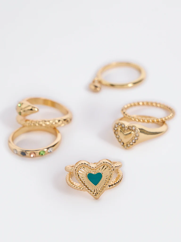 Westside Accessories Gold Motif Assorted Rings - Pack of 6 - Image 3