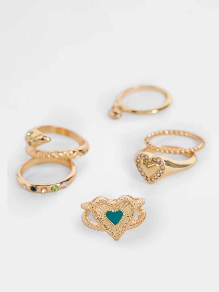 Westside Accessories Gold Motif Assorted Rings - Pack of 6 - Image 3