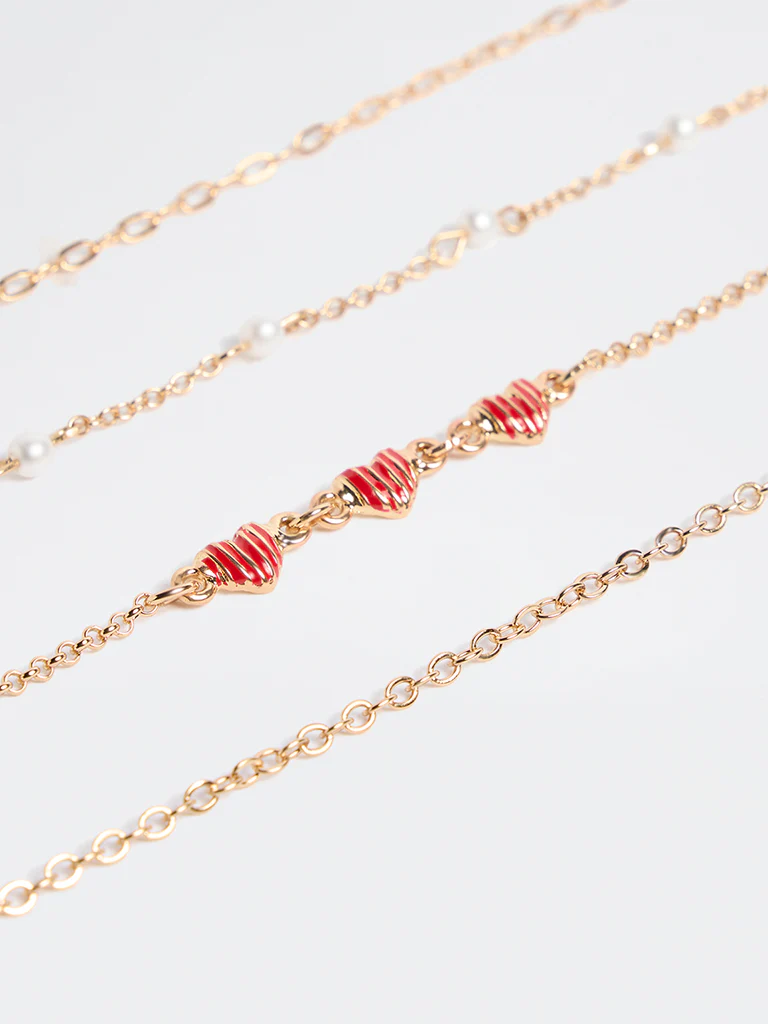 Westside Accessories Gold Multi Chain Bracelet - Pack of 4 - Image 3