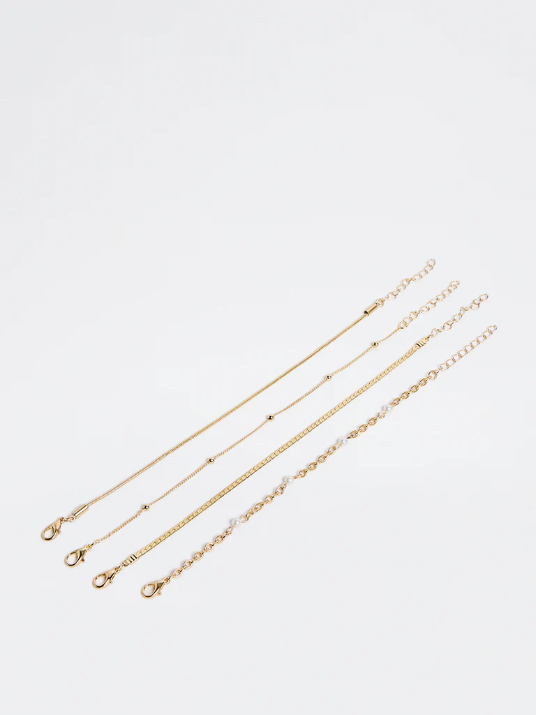 Westside Accessories Gold Multi-Chain Bracelets - Pack of 4 - Image 2