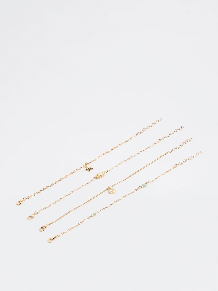 Westside Accessories Gold Multi Chain Bracelets - Pack of 4 - Image 2