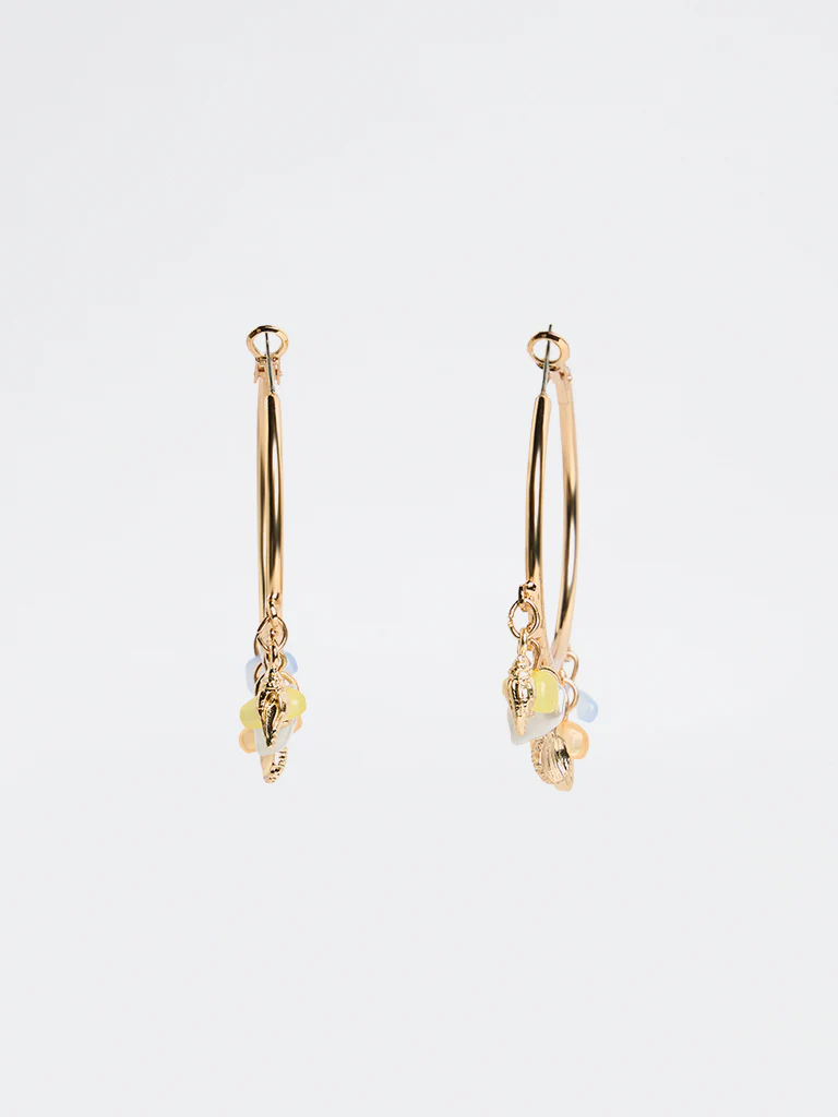 Westside Accessories Gold Multi-Charm Hoop Earrings