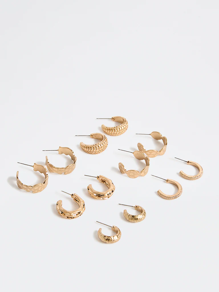 Westside Accessories Gold Multi Hoop Earrings - Pack of 6 - Image 2