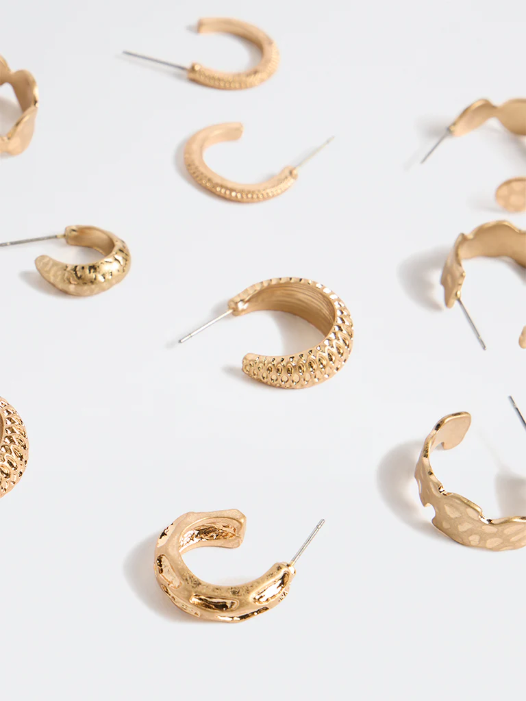 Westside Accessories Gold Multi Hoop Earrings - Pack of 6 - Image 3