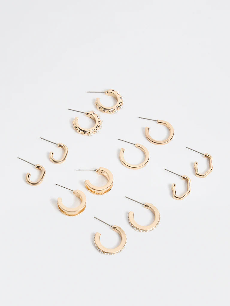 Westside Accessories Gold Multi-Hoop Earrings - Pack of 6 - Image 2