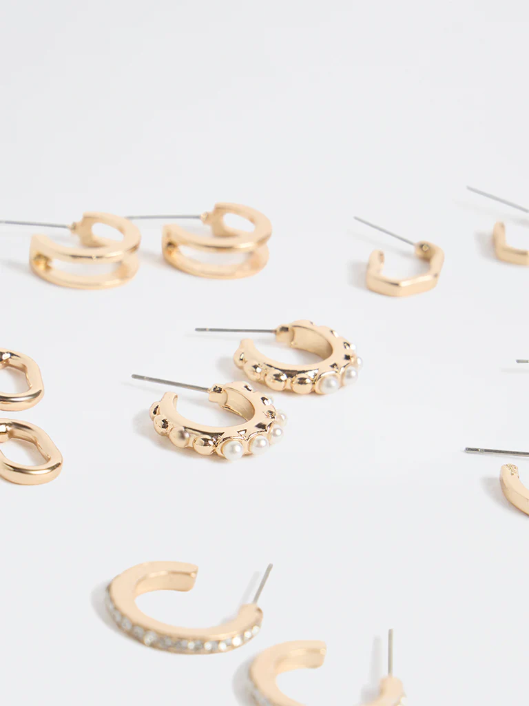 Westside Accessories Gold Multi-Hoop Earrings - Pack of 6 - Image 3