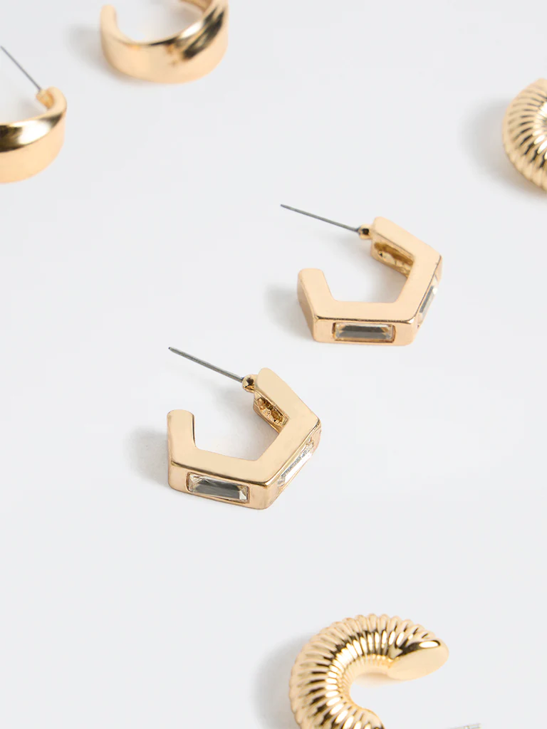 Westside Accessories Gold Multi Hoops Earrings - Pack of 3 - Image 3