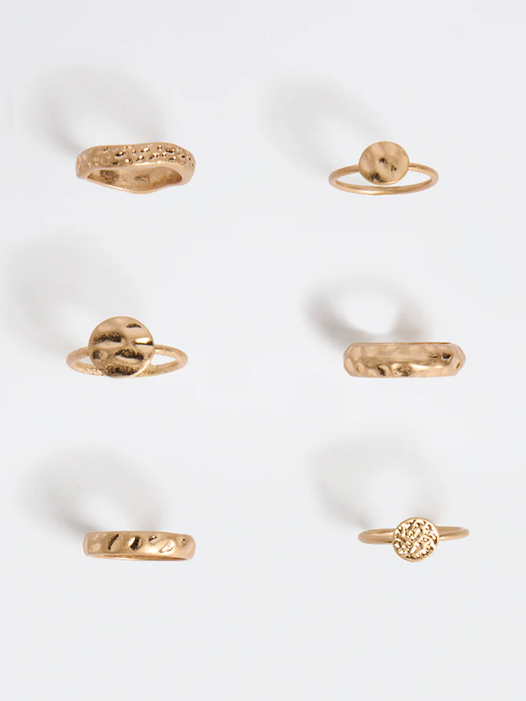 Westside Accessories Gold Multi Stack Rings - Pack of 6 - Image 2