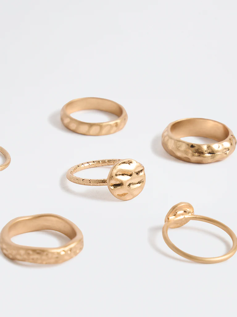 Westside Accessories Gold Multi Stack Rings - Pack of 6 - Image 3