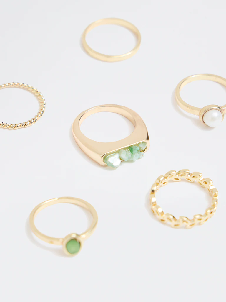 Westside Accessories Gold Multi-Stack Rings - Pack of 6 - Image 3