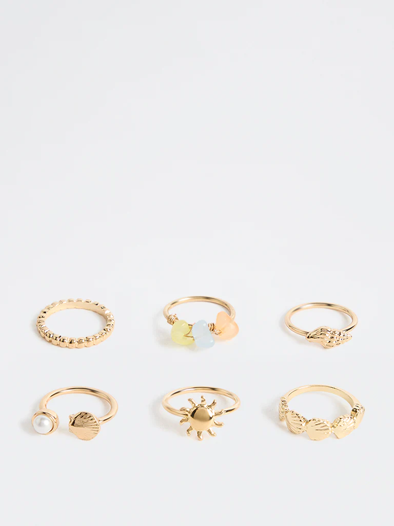 Westside Accessories Gold Multi-Stack Rings - Pack of 6 - Image 2