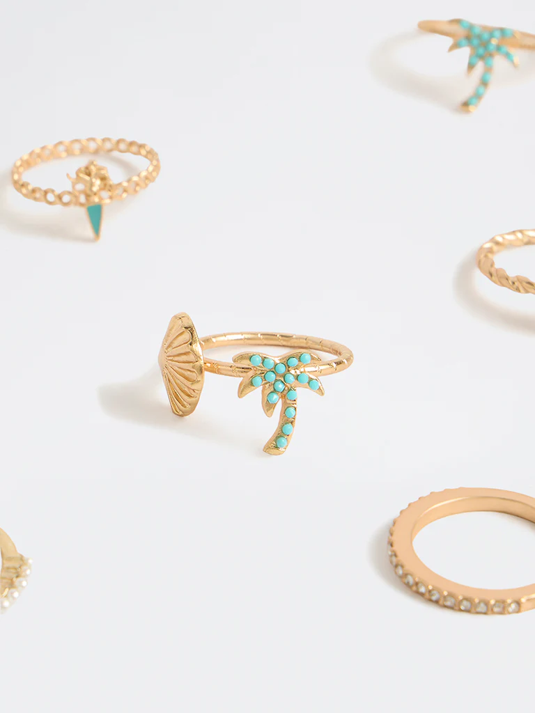 Westside Accessories Gold Multi Stack Rings - Pack of 6 - Image 3