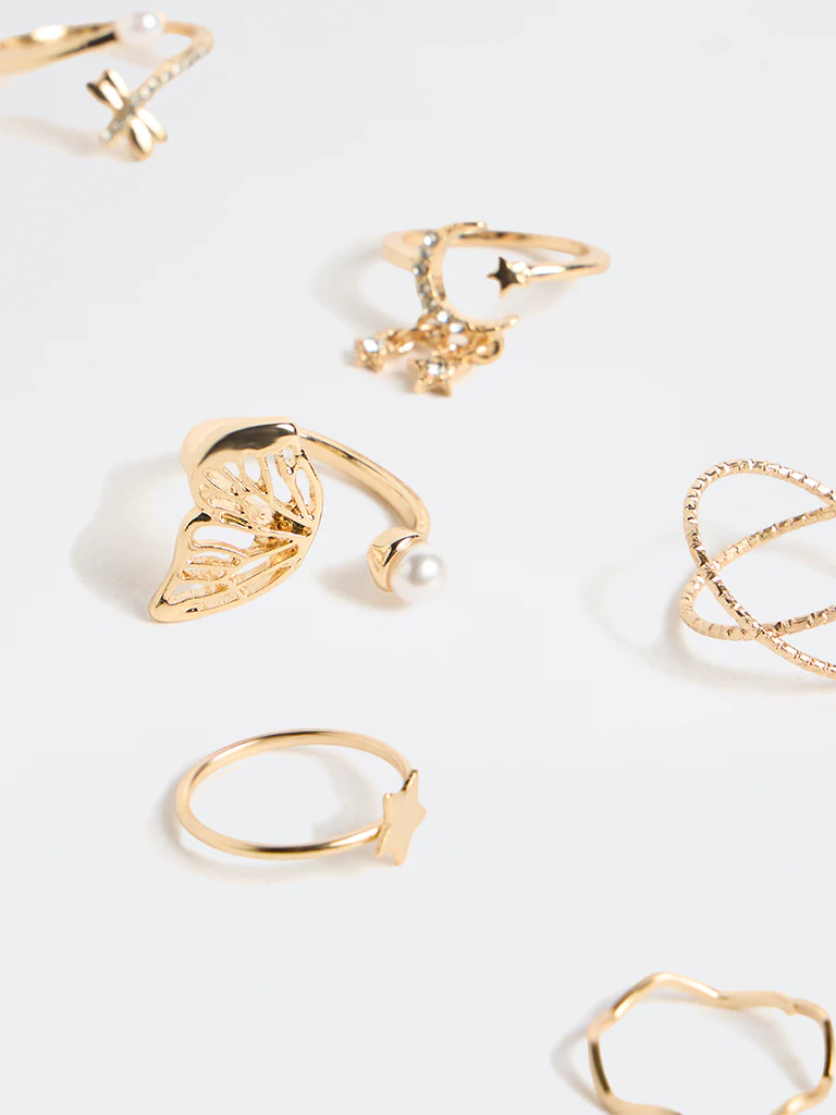 Westside Accessories Gold Multi-Stack Rings - Pack of 7 - Image 3