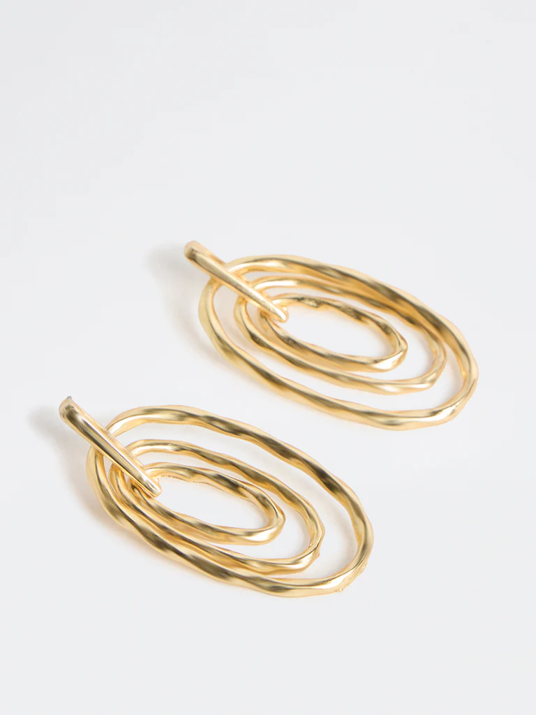 Westside Accessories Gold Oval Drop Earrings - Image 2
