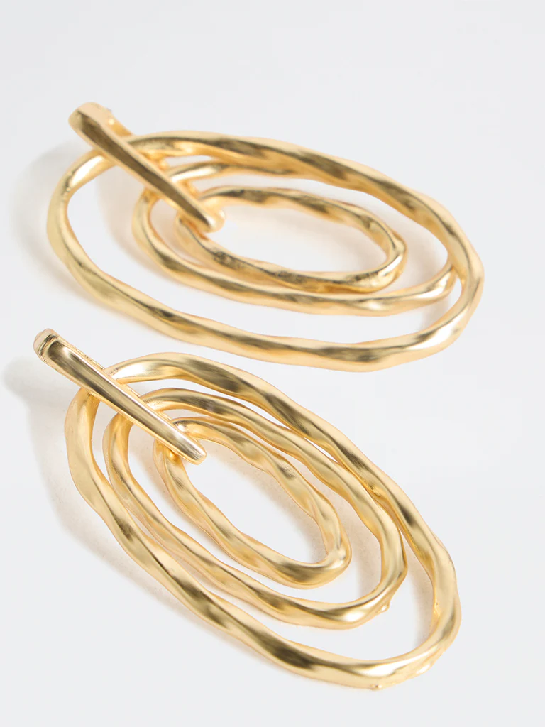 Westside Accessories Gold Oval Drop Earrings - Image 3
