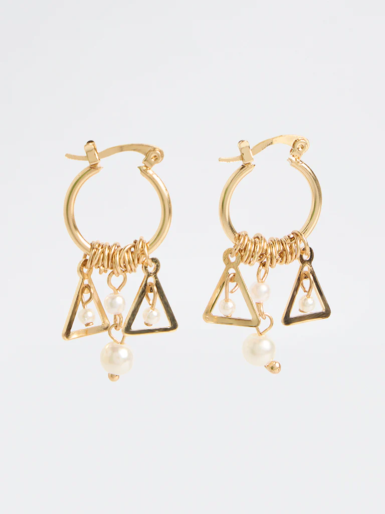 Westside Accessories Gold Pearl Charm Earrings
