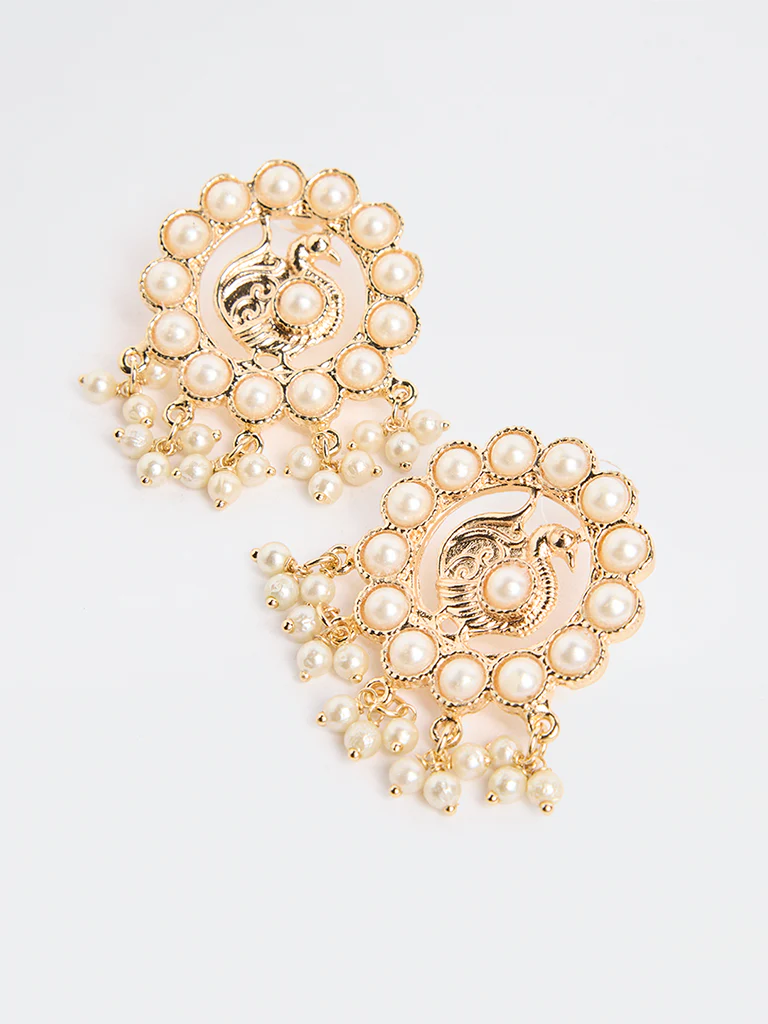 Westside Accessories Gold Pearl Cluster Stud Earrings - Image 3