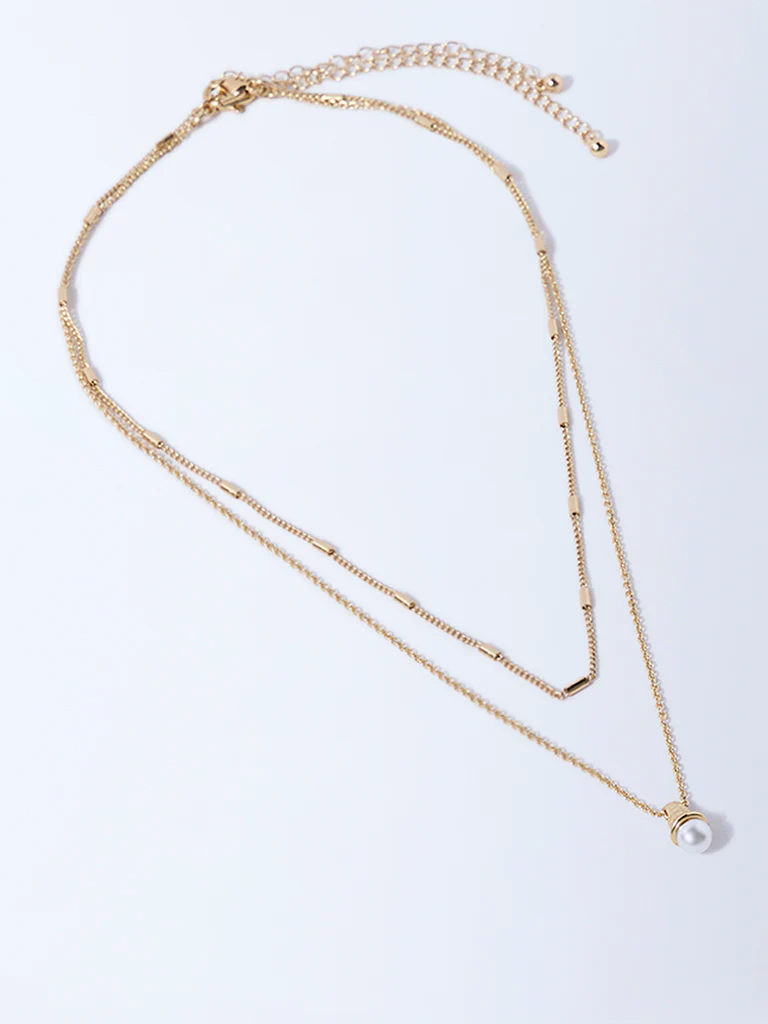 Westside Accessories Gold Pearl Pendant and Chain Necklace - Pack of 2 - Image 2