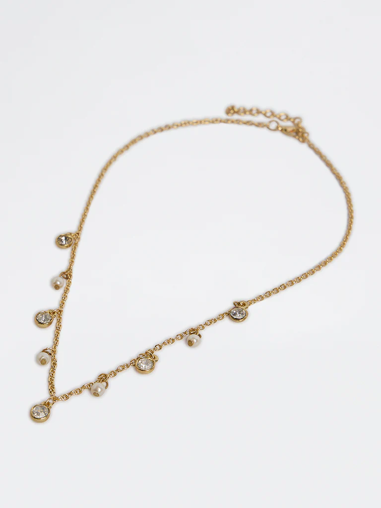 Westside Accessories Gold Pearlescent and Crystal Necklace - Image 2