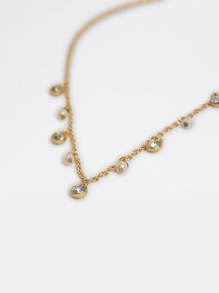 Westside Accessories Gold Pearlescent and Crystal Necklace - Image 3