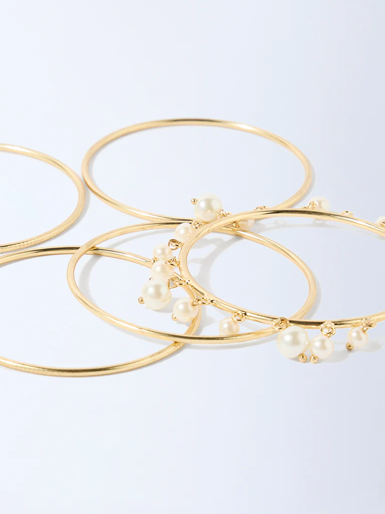 Westside Accessories Gold Pearlescent Bangles Set - Pack of 5 - Image 3