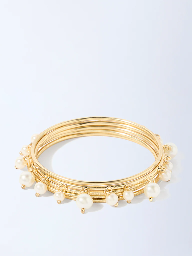 Westside Accessories Gold Pearlescent Bangles Set - Pack of 5 - Image 2